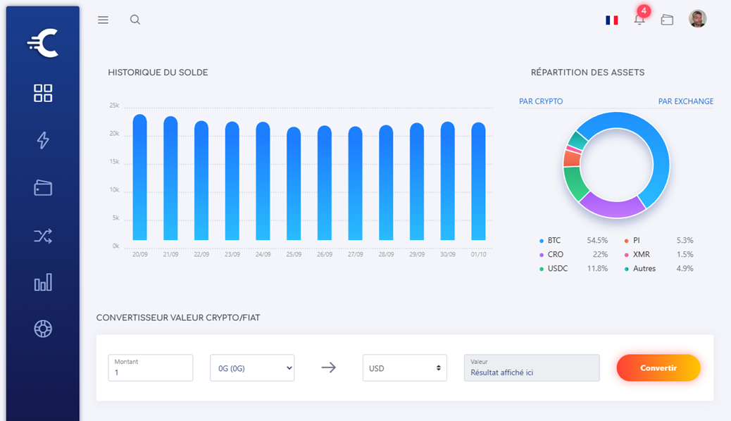 Capture d'écran de l'application WalletFusion